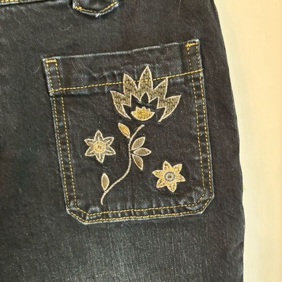 Pilcro Anthropologie Women boho cropped embroidered flower front pocket jeans 30 - Picture 3 of 11